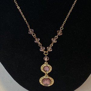 Fashion Jewelry Gold and Violet "Y" Necklace and Earrings set